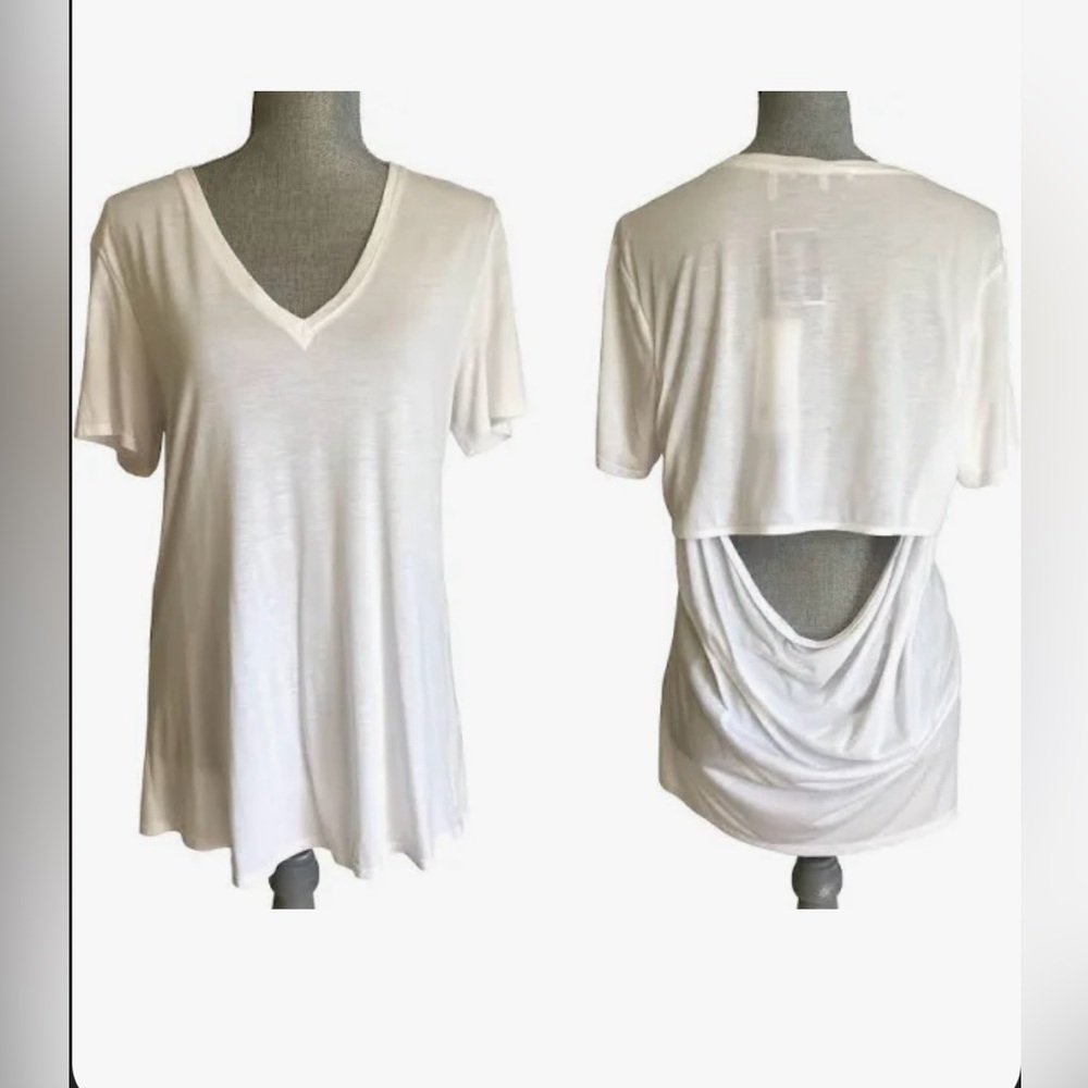 Helmut Lang Women's Slash Back V Neck Top in white medium